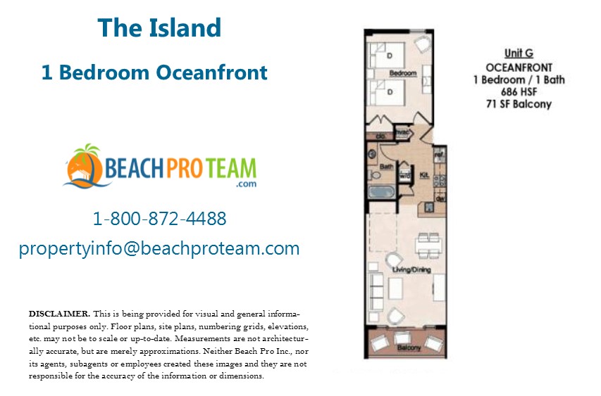 The Island Floor Plan G - 1 Bedroom Oceanfront